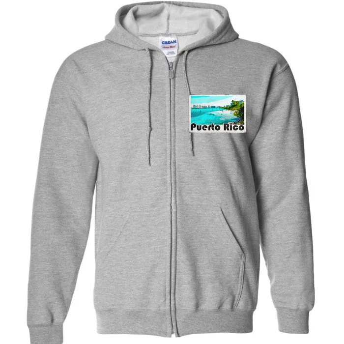 Puerto Rico Caribbean Retro Poster Full Zip Hoodie