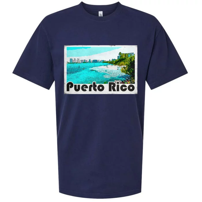 Puerto Rico Caribbean Retro Poster Sueded Cloud Jersey T-Shirt