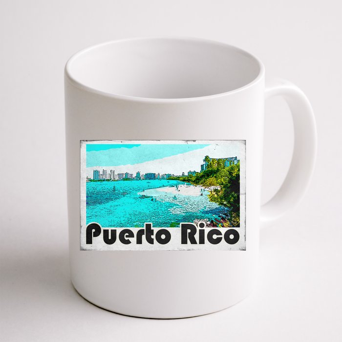 Puerto Rico Caribbean Retro Poster Front & Back Coffee Mug