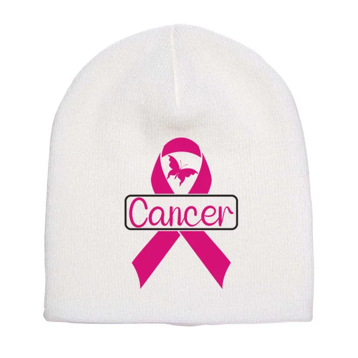 Pink Ribbon Cancer Day Breast Cancer Awareness Short Acrylic Beanie