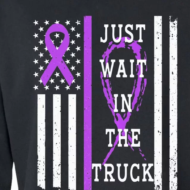 Purple Ribbon Cancer Awareness Day Support and Stand Strong Cropped Pullover Crew