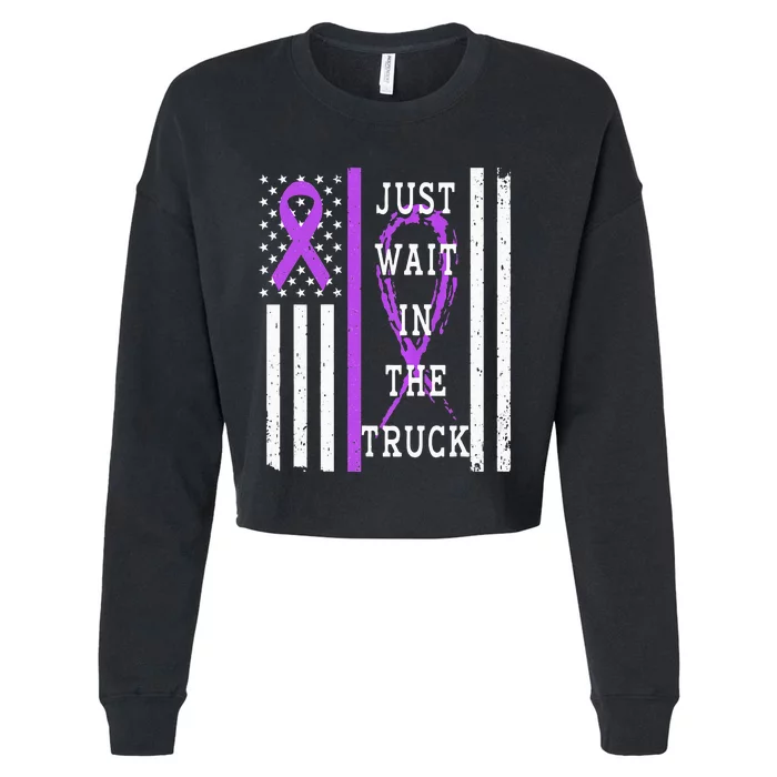 Purple Ribbon Cancer Awareness Day Support and Stand Strong Cropped Pullover Crew