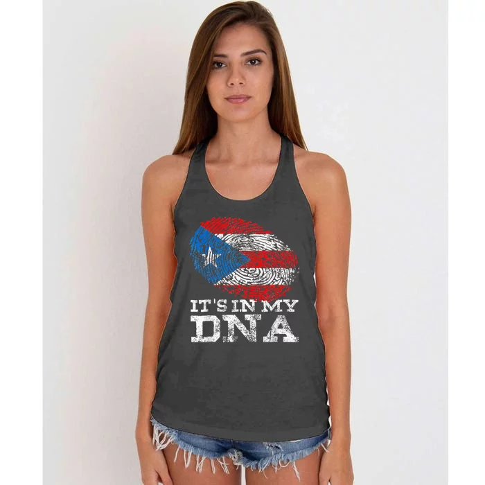 Puerto Rico DNA Celebrating Hispanic Heritage Month Women's Knotted Racerback Tank