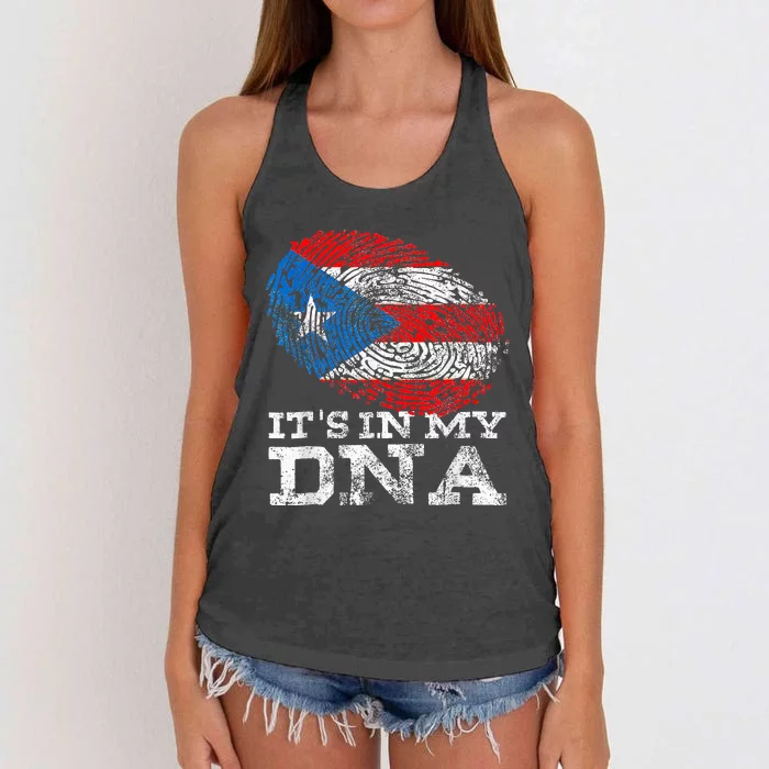 Puerto Rico DNA Celebrating Hispanic Heritage Month Women's Knotted Racerback Tank