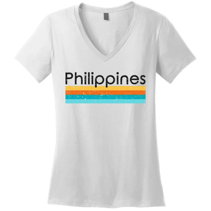 Philippines Retro Design Women's V-Neck T-Shirt