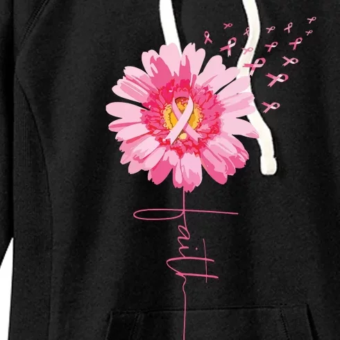 Pink Ribbon Daisy Faith Breast Cancer Awareness Month Gift Women's Fleece Hoodie