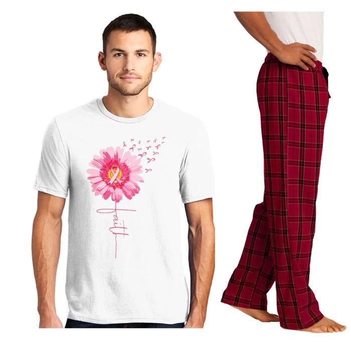 Pink Ribbon Daisy Faith Breast Cancer Awareness Month Gift Pajama Set