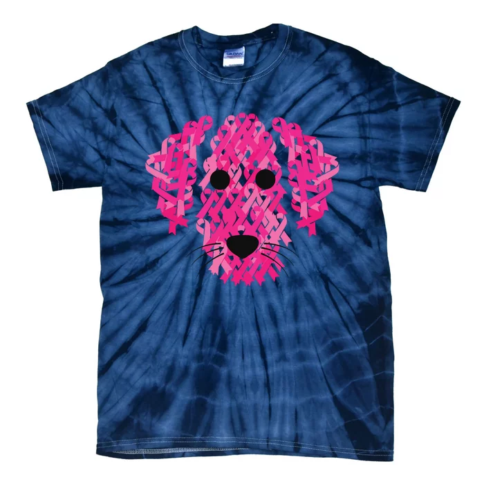 Pink Ribbon Dog Inspirational Breast Cancer Awareness Gift Tie-Dye T-Shirt