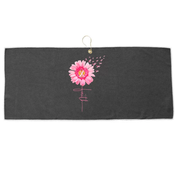 Pink Ribbon Daisy Faith Breast Cancer Awareness Month Gift Large Microfiber Waffle Golf Towel