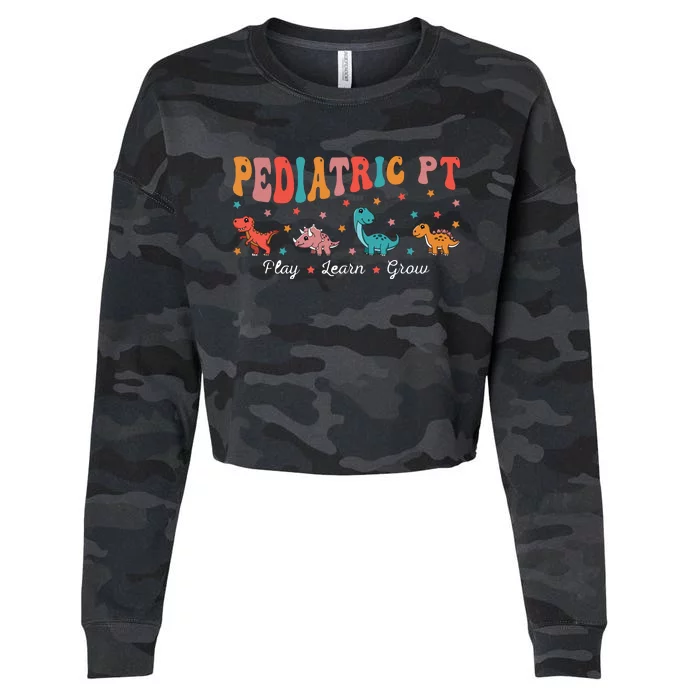 Pediatric Retro Dinosaur PT Physical Therapy Therapist Cropped Pullover Crew