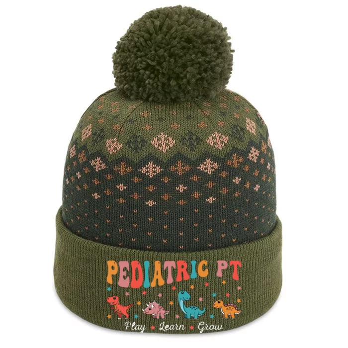 Pediatric Retro Dinosaur PT Physical Therapy Therapist The Baniff Cuffed Pom Beanie