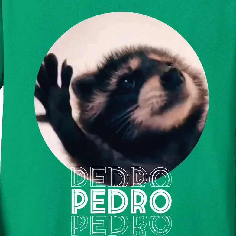 Pedro Racoon Dance Popular Internet Meme Mapache Dance Kids Long Sleeve Shirt