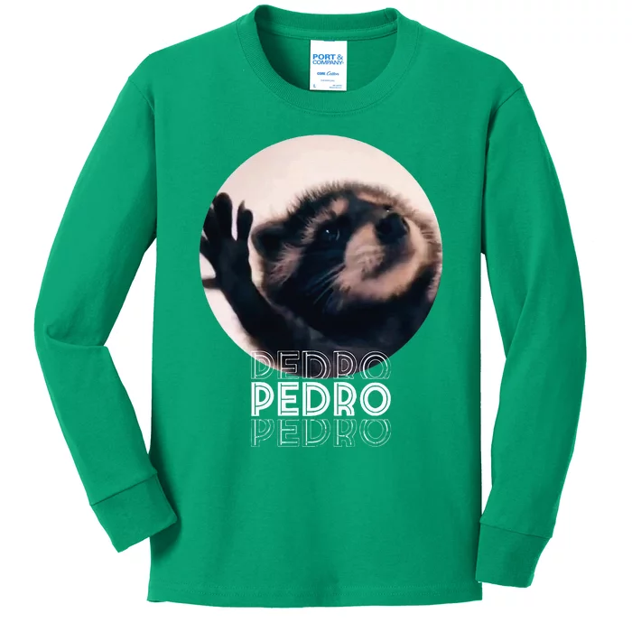 Pedro Racoon Dance Popular Internet Meme Mapache Dance Kids Long Sleeve Shirt