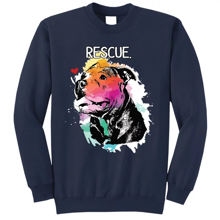 Pitbull Rescue Dog Adopt Dont Shop Watercolor Pittie Mom Sweatshirt