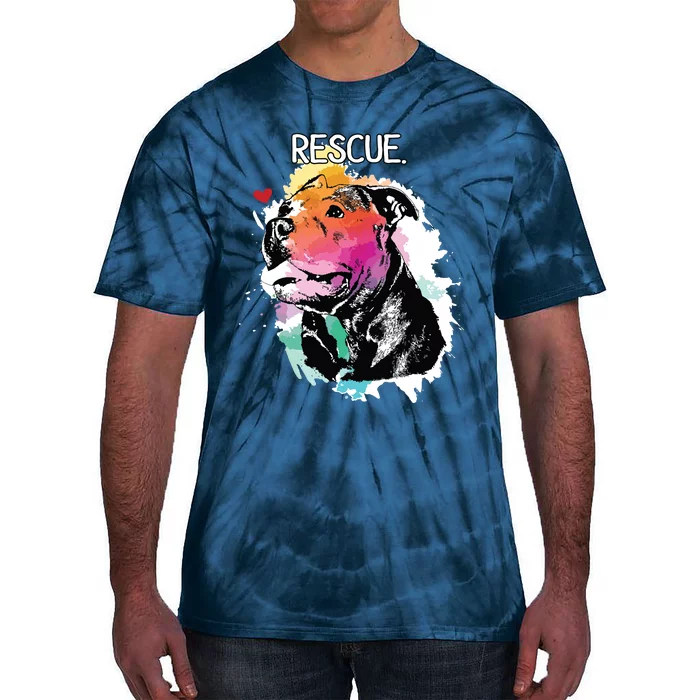 Pitbull Rescue Dog Adopt Dont Shop Watercolor Pittie Mom Tie-Dye T-Shirt