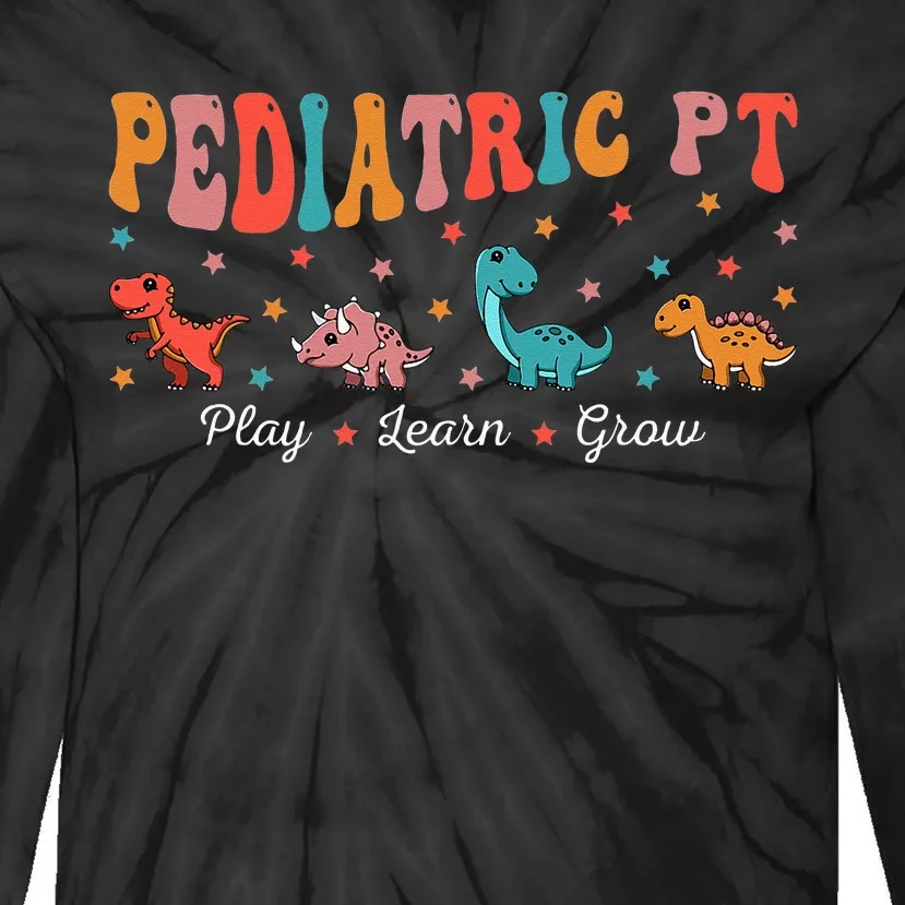 Pediatric Retro Dinosaur PT Physical therapy Therapist Tie-Dye Long Sleeve Shirt