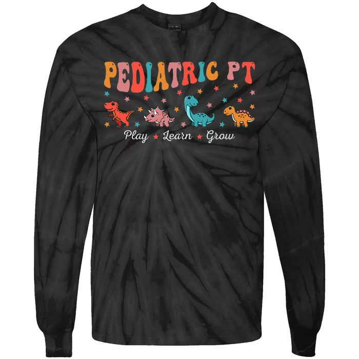 Pediatric Retro Dinosaur PT Physical therapy Therapist Tie-Dye Long Sleeve Shirt