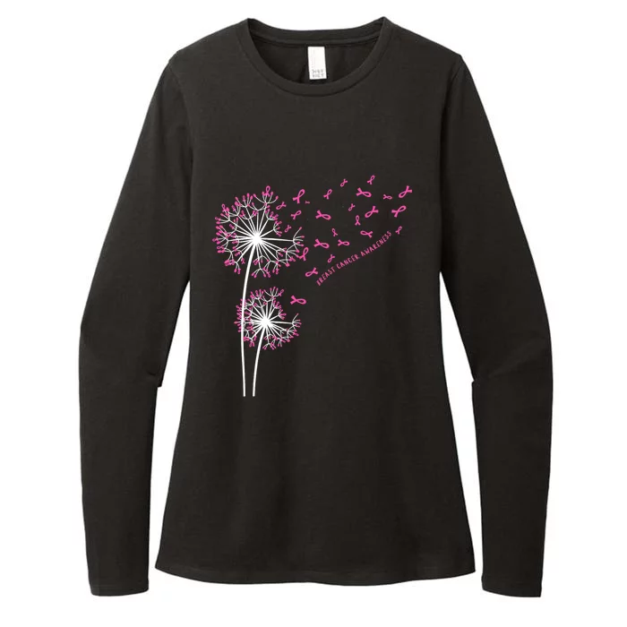 Pink Ribbon Dandelion Hope Love Breast Cancer Awareness Womens CVC Long Sleeve Shirt