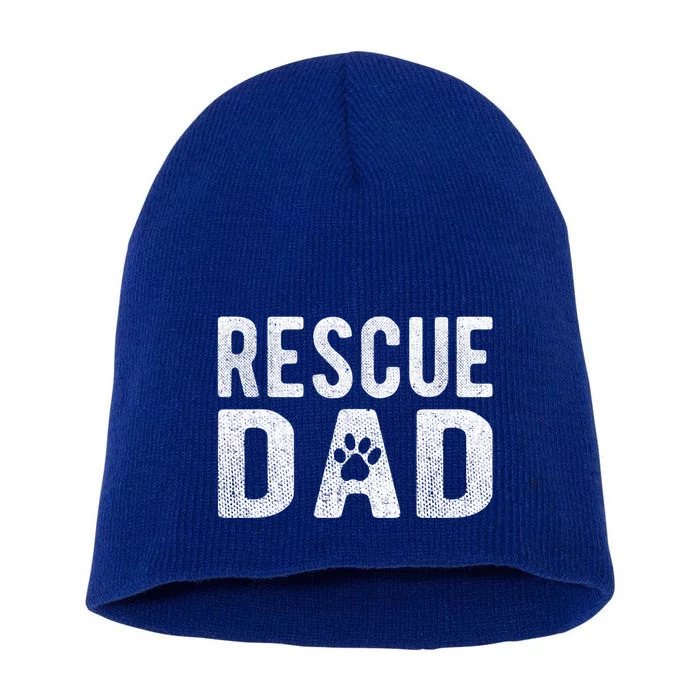 Proud Rescue Dog Dad Fathers Day Animal Lovers Gift Short Acrylic Beanie