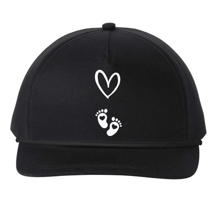 Pregnant Reveal Design Heart And Baby Feet Snapback Five-Panel Rope Hat