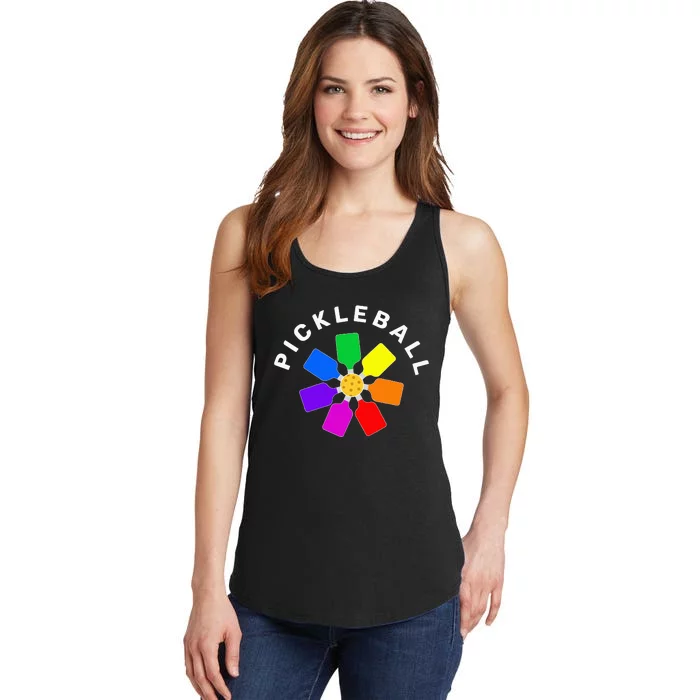 Pickleball Rainbow Design Pickleball Lover Ladies Essential Tank