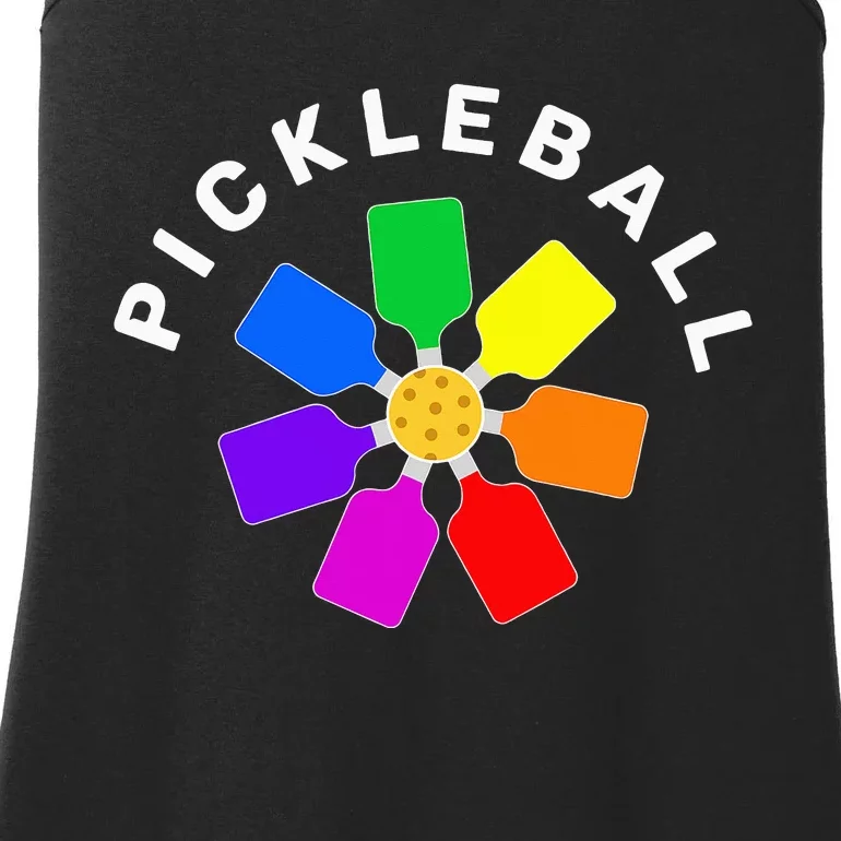 Pickleball Rainbow Design Pickleball Lover Ladies Essential Tank