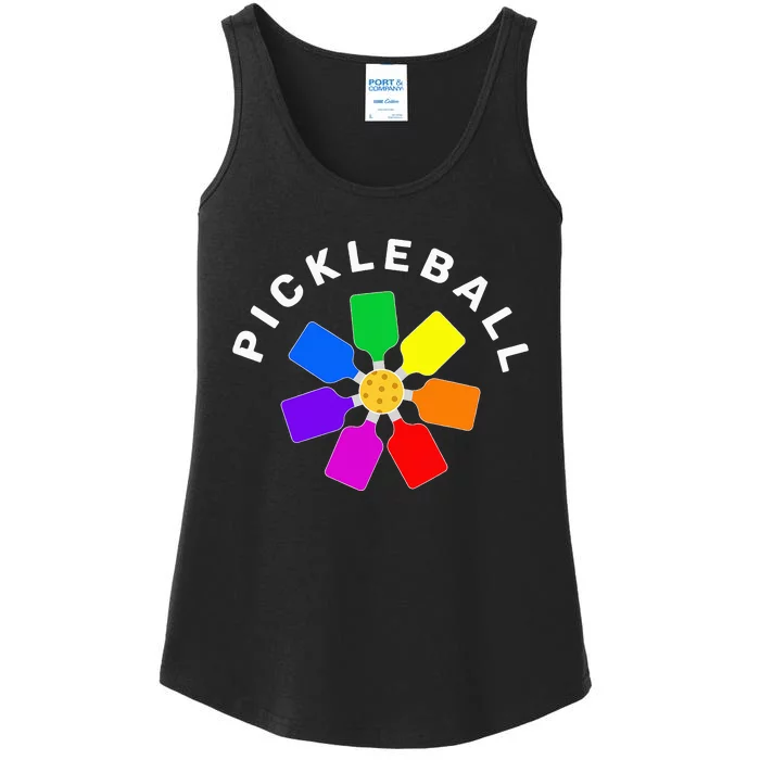 Pickleball Rainbow Design Pickleball Lover Ladies Essential Tank