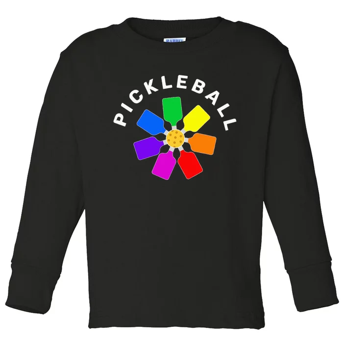 Pickleball Rainbow Design Pickleball Lover Toddler Long Sleeve Shirt