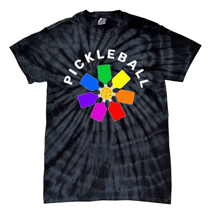 Pickleball Rainbow Design Tie-Dye T-Shirt