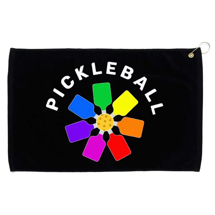 Pickleball Rainbow Design Grommeted Golf Towel