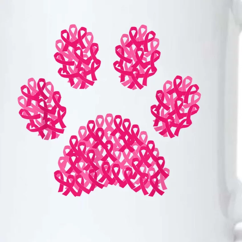 Pink Ribbon Dog Paw Print Breast Cancer Awareness Puppy Love Black Color Changing Mug