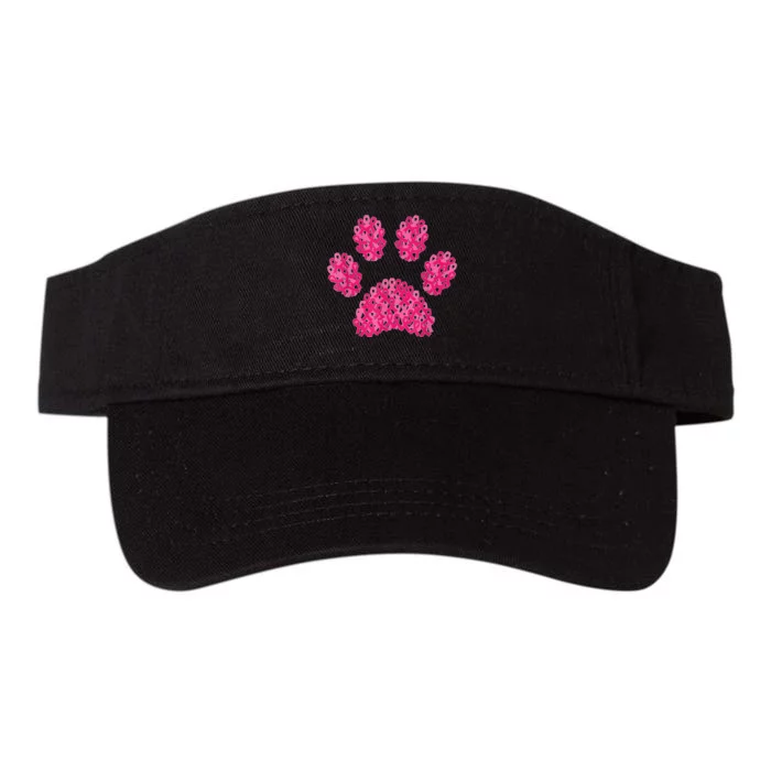 Pink Ribbon Dog Paw Print Breast Cancer Awareness Puppy Love Valucap Bio-Washed Visor