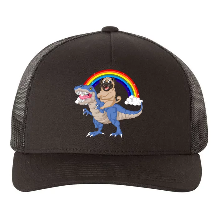 Pug Riding Dinosaur Yupoong Adult 5-Panel Trucker Hat