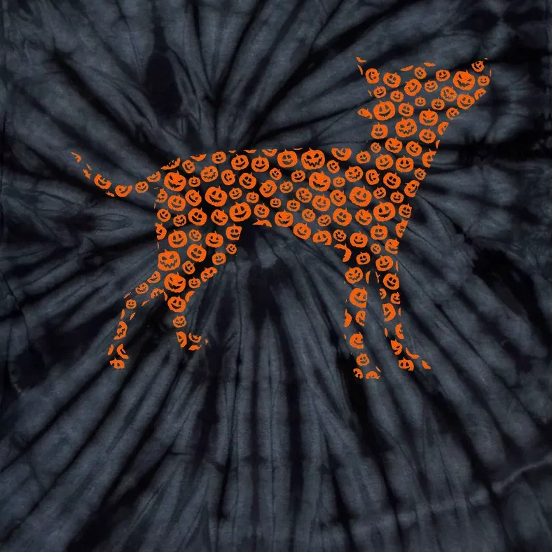 Prague Ratter Dog Silhouette Halloween Pumpkin Tie-Dye T-Shirt