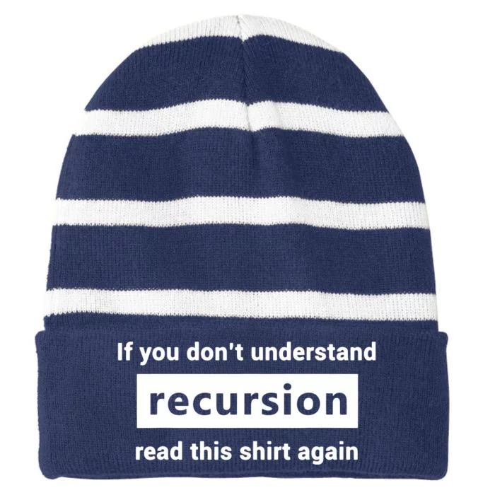 Programmer Recursion Definition Programming Gift For Coders Striped Beanie with Solid Band