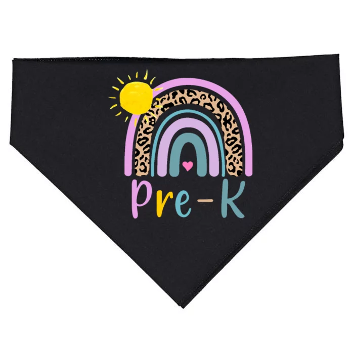 Pre-K Rainbow Teacher Student Back To School USA-Made Doggie Bandana