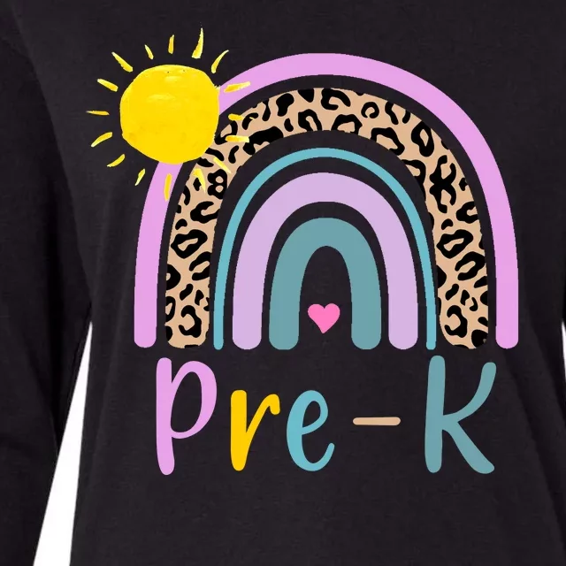 Pre-K Rainbow Teacher Student Back To School Womens Cotton Relaxed Long Sleeve T-Shirt