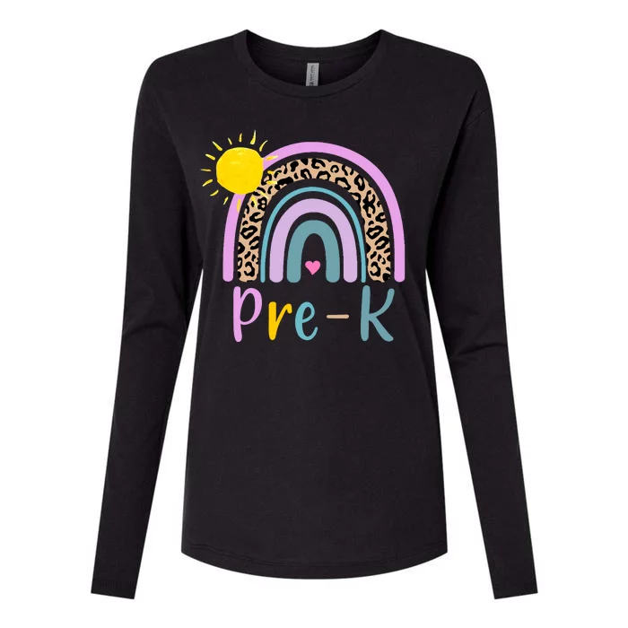 Pre-K Rainbow Teacher Student Back To School Womens Cotton Relaxed Long Sleeve T-Shirt