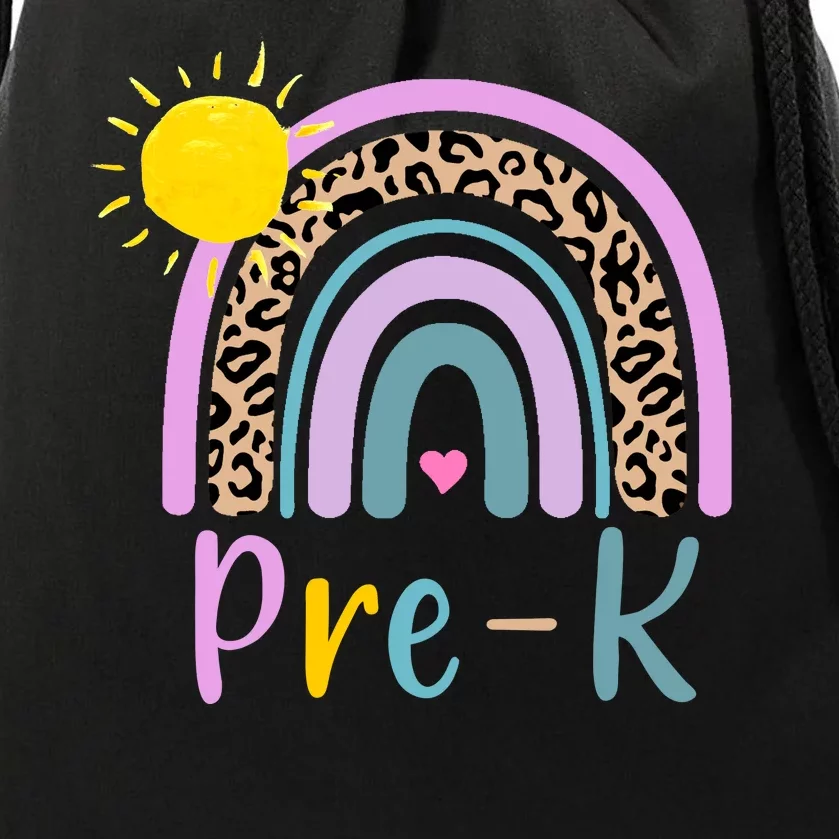 Pre-K Rainbow Teacher Student Back To School Drawstring Bag