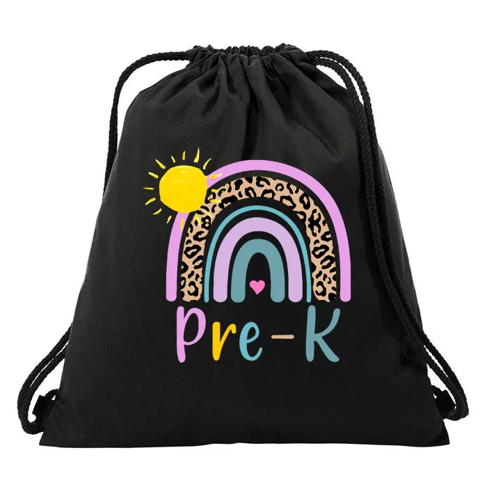 Pre-K Rainbow Teacher Student Back To School Drawstring Bag