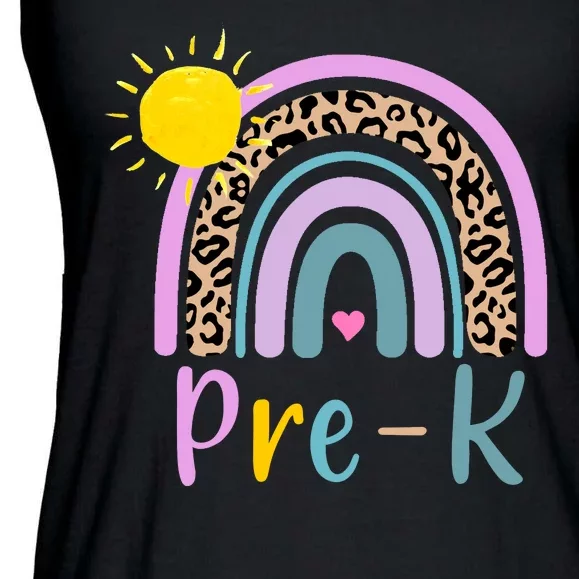 Pre-K Rainbow Teacher Student Back To School Ladies Essential Flowy Tank