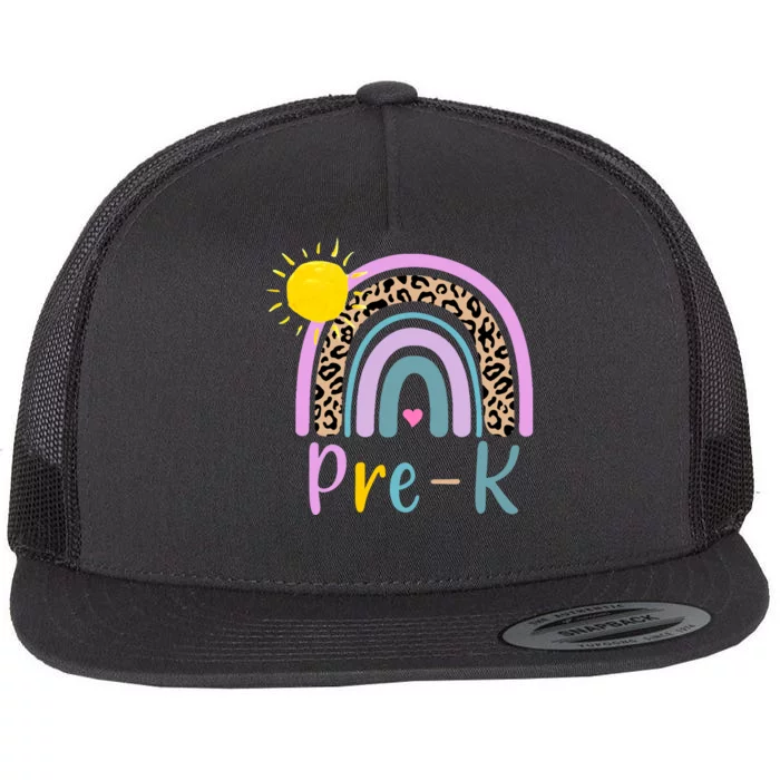 Pre-K Rainbow Teacher Student Back To School Flat Bill Trucker Hat