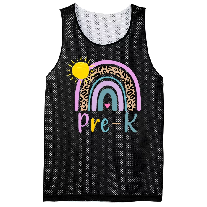 Pre-K Rainbow Teacher Student Back To School Mesh Reversible Basketball Jersey Tank