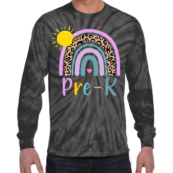 Pre-K Rainbow Teacher Student Back To School Tie-Dye Long Sleeve Shirt