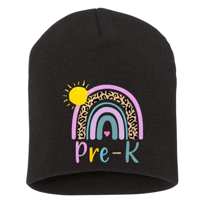 Pre-K Rainbow Teacher Student Back To School Short Acrylic Beanie