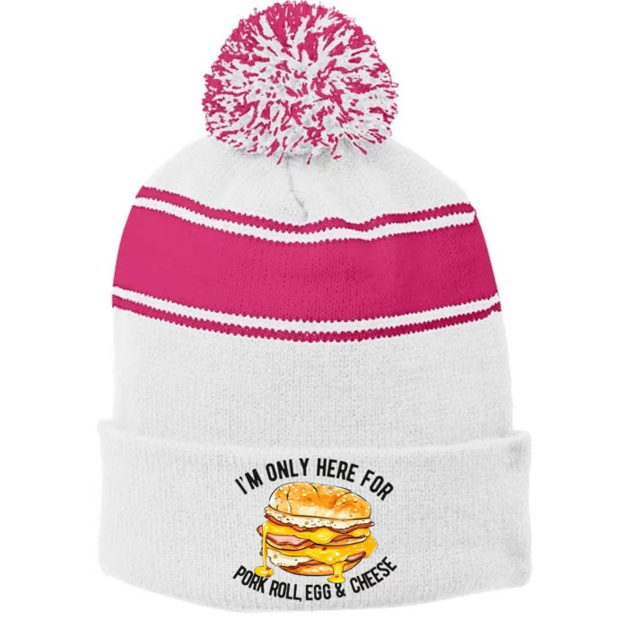 Pork Roll Egg And Cheese New Jersey Pride Nj Stripe Pom Pom Beanie