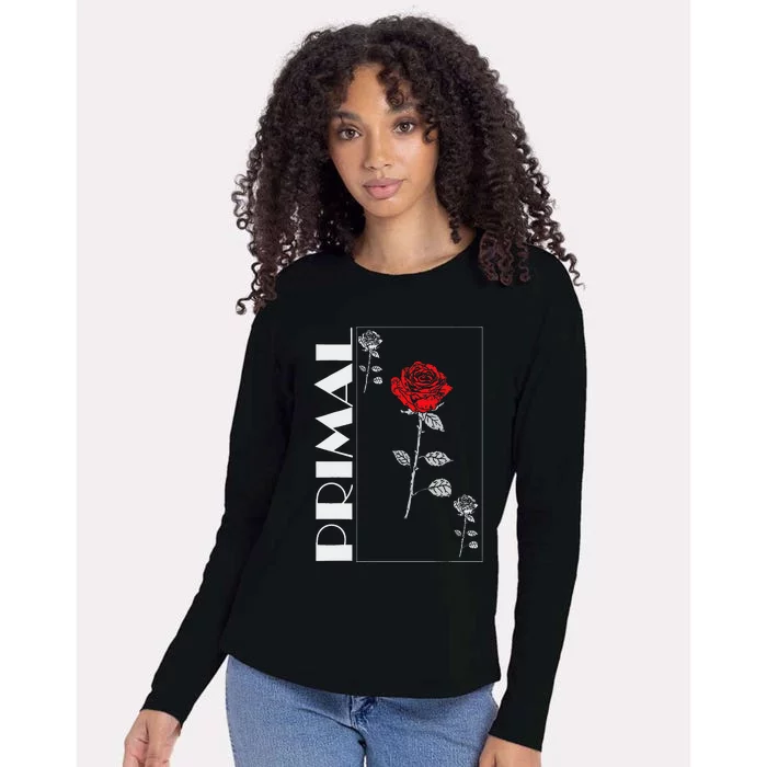 Primal Rose Empyre Floral Rose Flower Womens Cotton Relaxed Long Sleeve T-Shirt