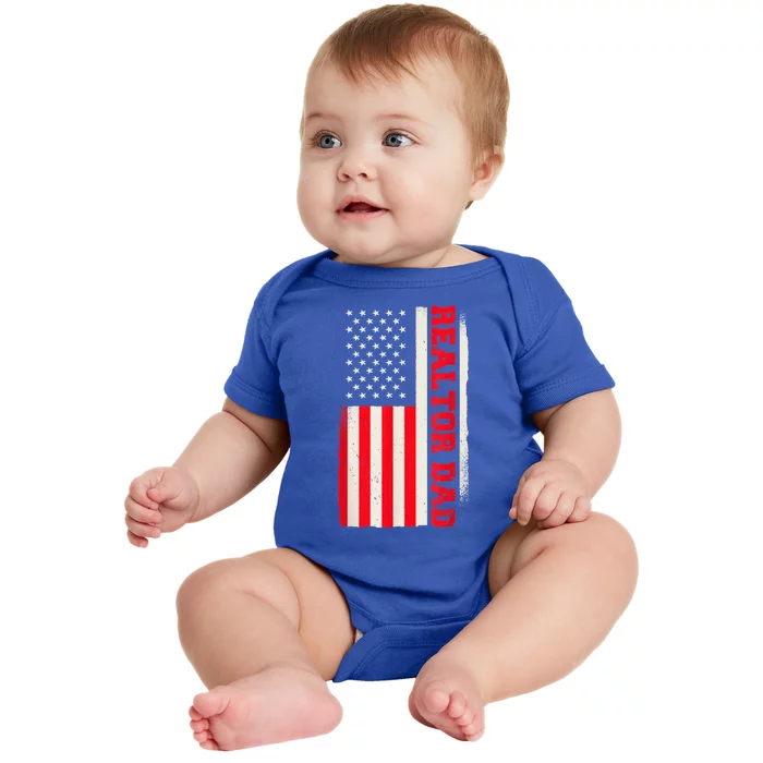 Patriotic Real Estate Agent Realtor Dad American Flag. Baby Bodysuit