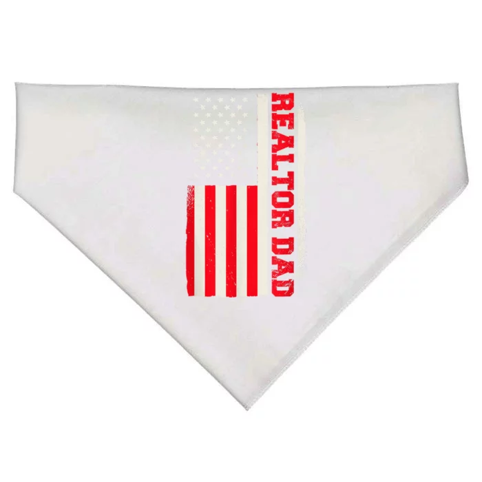 Patriotic Real Estate Agent Realtor Dad American Flag. USA-Made Doggie Bandana