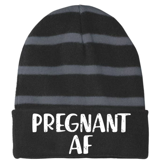 Pregnant AF Striped Beanie with Solid Band